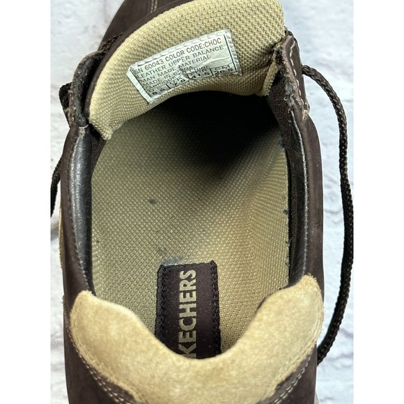 Skechers Critics Leather 2 Tone Chocolate Tan Mens Casual Lace Up Sz 8.5 SN60043 - Picture 11 of 11